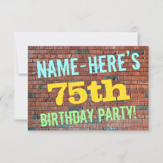 Invitation Graffiti muraux de briques inspiré 75e anniversair (Devant)