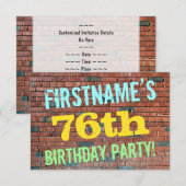 Invitation Graffiti muraux de briques inspiré 76e anniversair (Devant / Derrière)