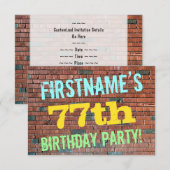 Invitation Graffiti muraux de briques inspiré 77e anniversair (Devant / Derrière)