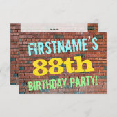 Invitation Graffiti muraux de briques inspiré 88e anniversair (Devant / Derrière)