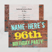 Invitation Graffiti muraux de briques inspiré 96e anniversair (Devant / Derrière)