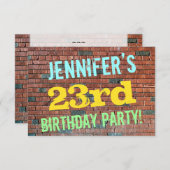 Invitation Graffiti muraux en briques inspiré 23ème anniversa (Devant / Derrière)