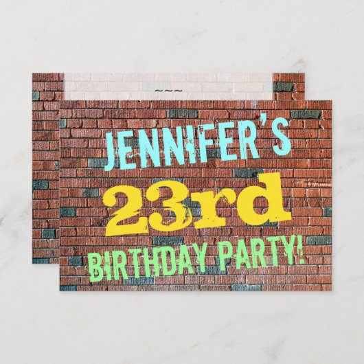 Invitation Graffiti muraux en briques inspiré 23ème anniversa (Devant / Derrière)