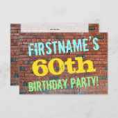 Invitation Graffiti muraux en briques inspiré 60e anniversair (Devant / Derrière)