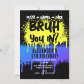 Invitation Graffiti néon de Bruh Boy Jaune Bleu (Devant)