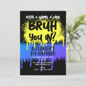 Invitation Graffiti néon de Bruh Boy Jaune Bleu (Debout devant)