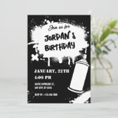 Invitation Graffiti noir et blanc  (Debout devant)