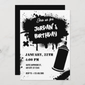 Invitation Graffiti noir et blanc  (Devant / Derrière)