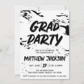 Invitation Graffiti noir et blanc Paint Graduation Party (Devant)