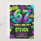 Invitation Graffiti Street Art 7th Birthday Party (Devant)