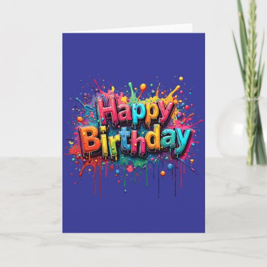 Invitation Graffiti Style Happy Birthday Card (Devant)