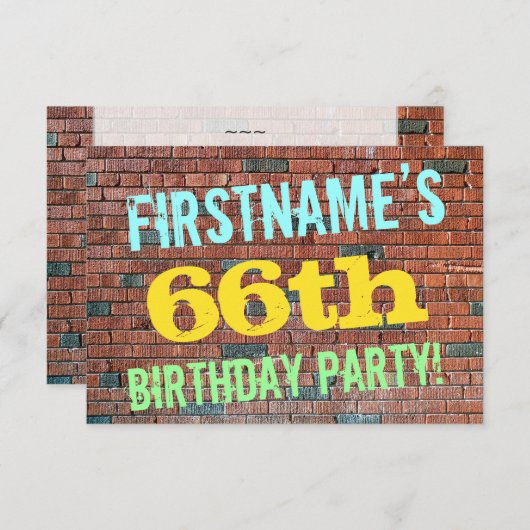 Invitation Graffiti sur mur de briques inspiré 66e anniversai (Devant / Derrière)