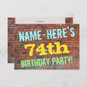 Invitation Graffiti sur mur de briques inspiré 74e anniversai (Devant / Derrière)