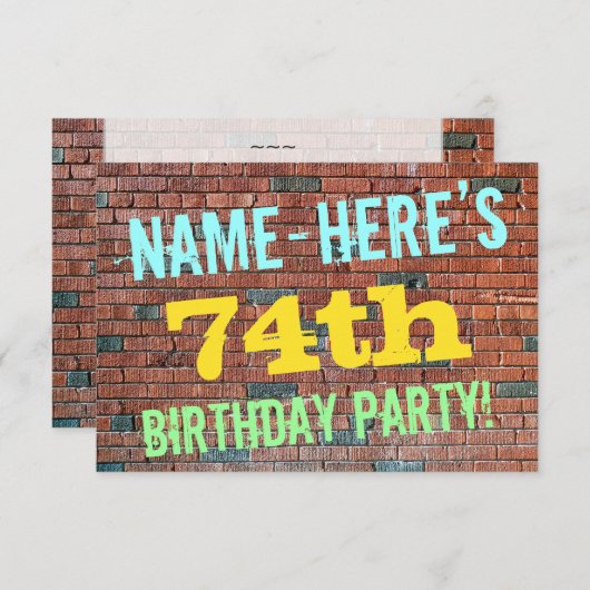 Invitation Graffiti sur mur de briques inspiré 74e anniversai (Devant / Derrière)