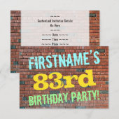 Invitation Graffiti sur mur de briques inspiré 83e anniversai (Devant / Derrière)