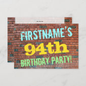 Invitation Graffiti sur mur de briques inspiré 94e anniversai (Devant / Derrière)