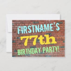 Invitation Graffiti sur mur de briques pour 77e anniversaire