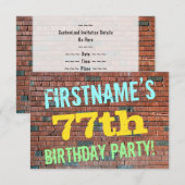 Invitation Graffiti sur mur de briques pour 77e anniversaire  (Devant / Derrière)