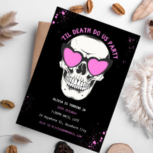 Invitation Grafitti Black and Pink Skull Party