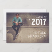 Invitation Grafitti Style Guy Photo Graduation Party (Devant)