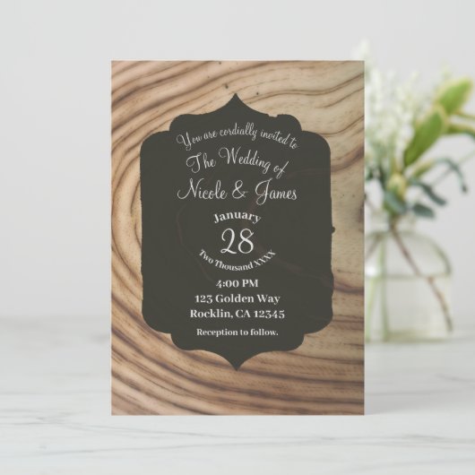 Invitation Grain Rustique Grain Olive Minimal Mariage Élégant (Debout devant)