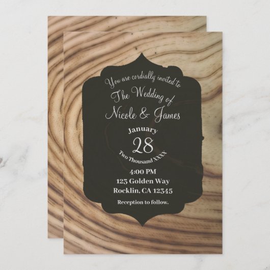 Invitation Grain Rustique Grain Olive Minimal Mariage Élégant (Devant / Derrière)