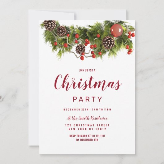 Invitation Graine de fleurs de Noël rouge vert (Devant)