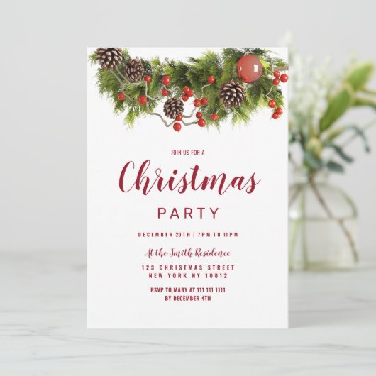 Invitation Graine de fleurs de Noël rouge vert (Debout devant)