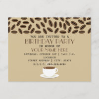 Grains de café et tasse d'invitations