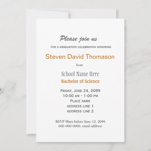 Invitation Graissage simple, gris et blanc (Devant)