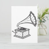 Invitation gramophone vintage (Debout devant)