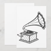 Invitation gramophone vintage (Devant / Derrière)