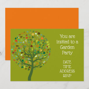 Invitation Grand arbre mignon Fête dans le jardin fonction