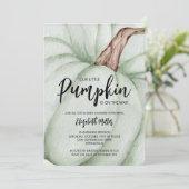 Invitation Grand Baby shower Citrouille vert tout en un (Debout devant)