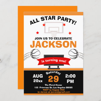 Invitation Grand Basket-ball Court Sport Game Birthday