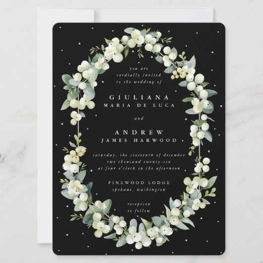 Invitation Grand Black Snowberry + Mariage Eucalyptus (Devant)
