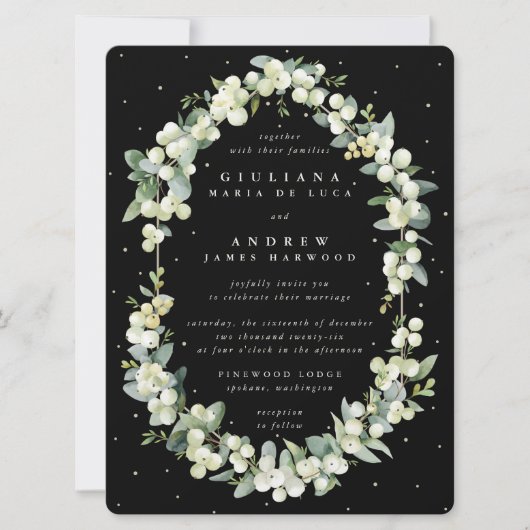Invitation Grand Black Snowberry + Mariage Eucalyptus (Devant)