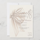 Invitation Grand Bow Boho Beige Sweet 16 (Devant)