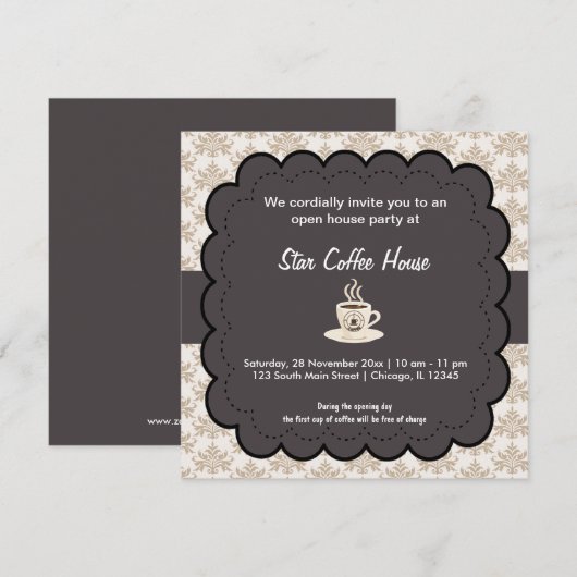 Invitation Grand café d'ouverture (Devant / Derrière)