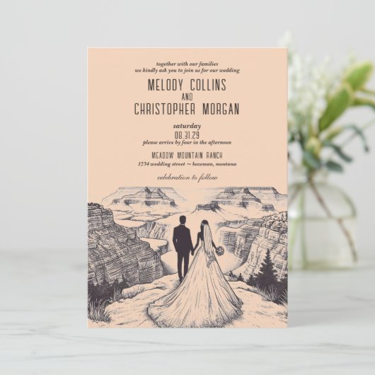 Invitation Grand Canyon Couple Mariage (Debout devant)