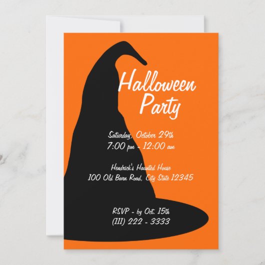 Invitation Grand Casquette noir d'Halloween (Devant)