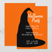 Invitation Grand Casquette noir d'Halloween (Devant / Derrière)