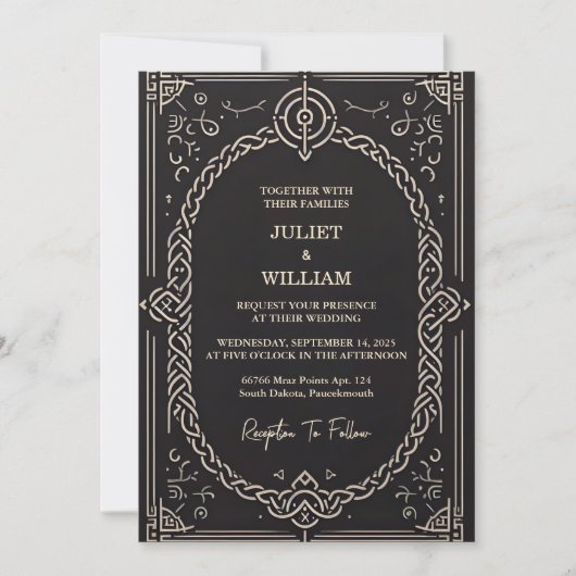 Invitation Grand Celtic Nordeval Scroll Viking Mariage (Devant)