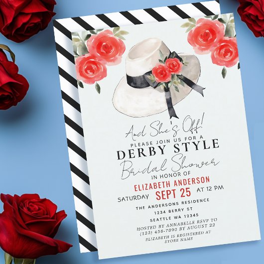 Invitation Grand Chapeau de Style Derby Rose pour Enterrement