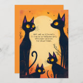 Invitation Grand Chats Noirs Halloween Party (Devant / Derrière)
