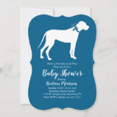 Invitation Grand chien Danse Baby shower Blue Boy (Devant)