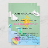 Invitation Grand ciel de mer design et sirènes pour vos princ (Devant / Derrière)