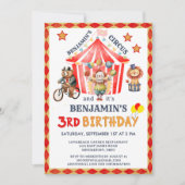 Invitation Grand Cirque Carnaval Fête Garçon 3ème Anniversair (Devant)