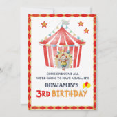 Invitation Grand Cirque Carnaval Fête Garçon 3ème Anniversair (Dos)