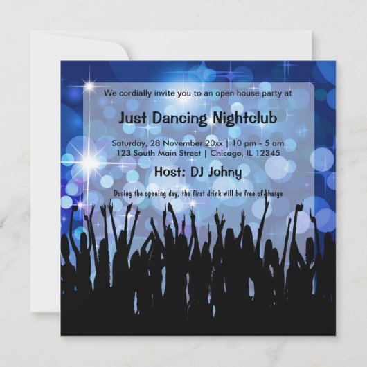 Invitation Grand club de nuit d'ouverture (Devant)